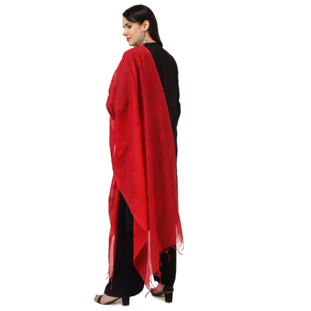 Women's Cotton Embroidered Dupatta (Red, Length: 2.25 to 2.50 Mtr) - Image 5