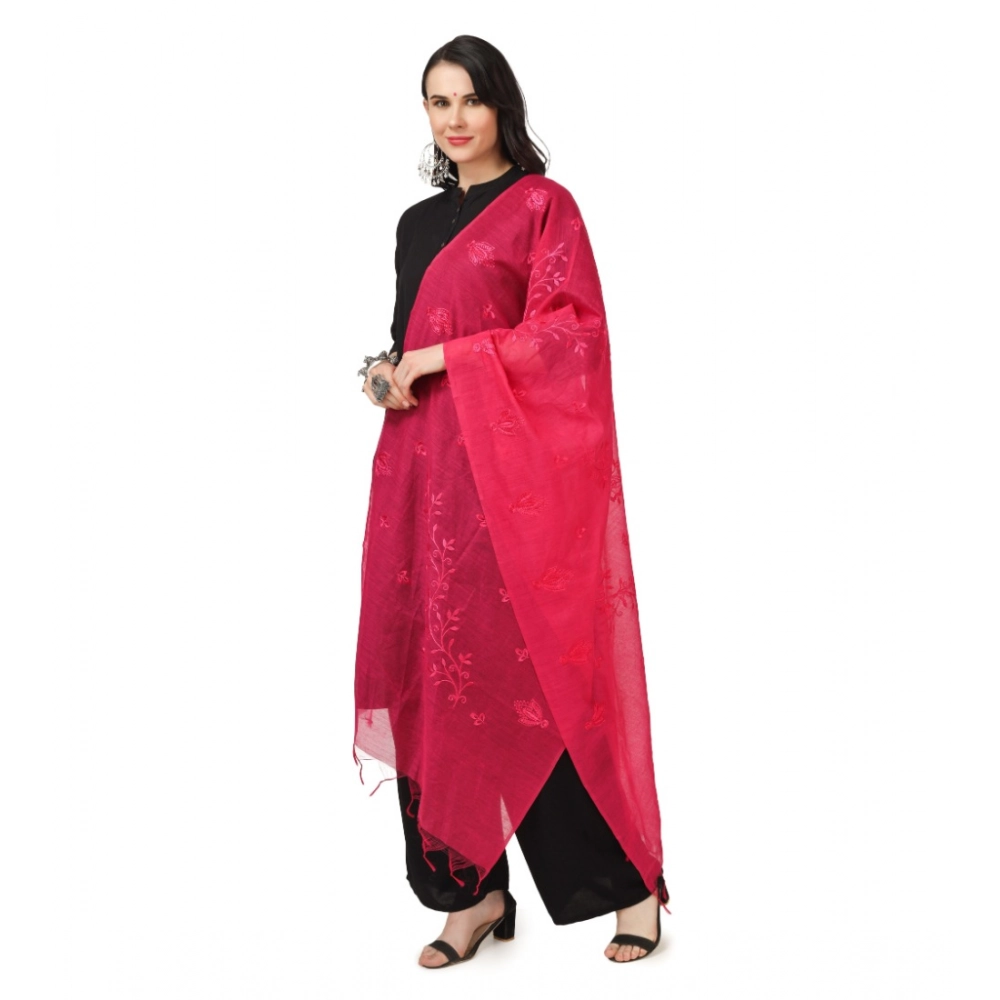 Women's Cotton Embroidered Dupatta (Maroon, Length: 2.25 to 2.50 Mtr) - Image 5