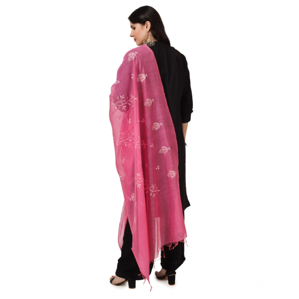 Women's Cotton Embroidered Dupatta (Pink, Length: 2.25 to 2.50 Mtr) - Image 3