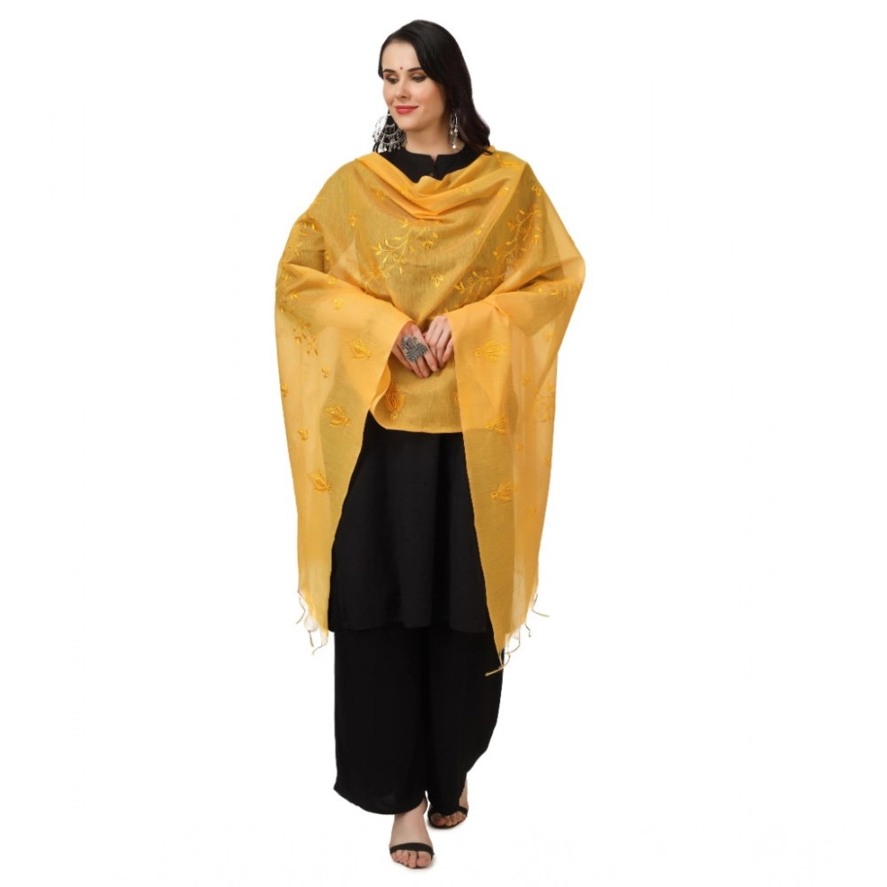 Women's Cotton Embroidered Dupatta (Yellow, Length: 2.25 to 2.50 Mtr) - Image 2