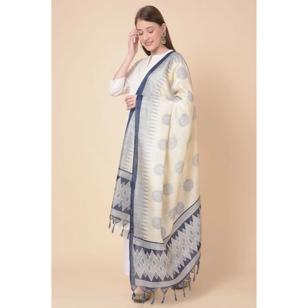Women's Art Silk Printed Dupatta (Blue, Length: 2.25 to 2.50 Mtr) - Image 2