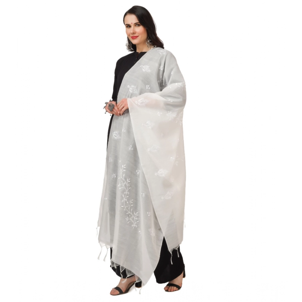 Women's Cotton Embroidered Dupatta (White, Length: 2.25 to 2.50 Mtr) - Image 5