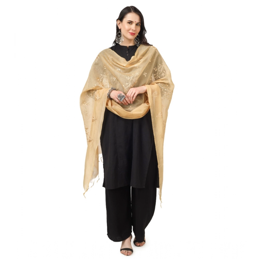 Women's Cotton Embroidered Dupatta (Gold, Length: 2.25 to 2.50 Mtr) - Image 3