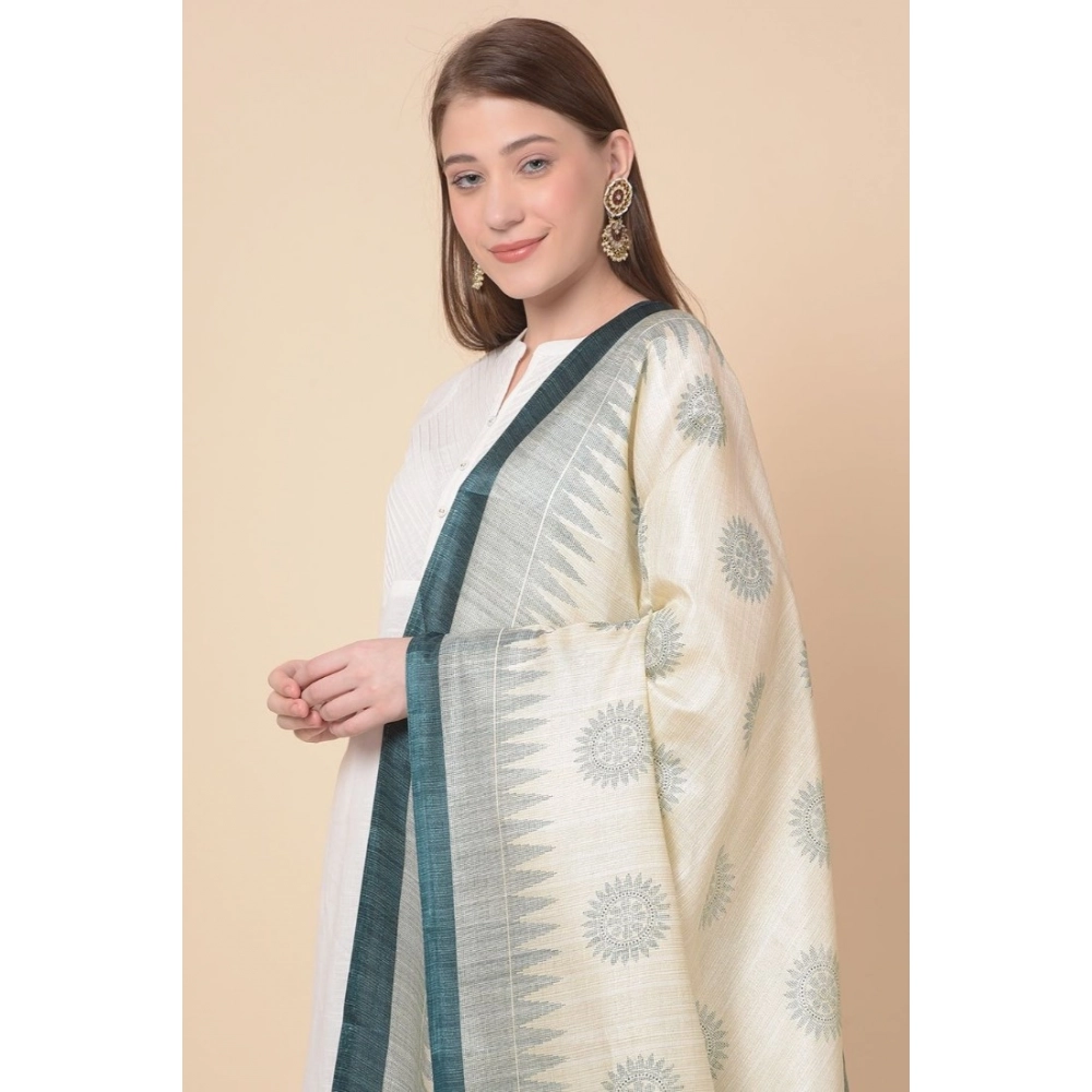 Women's Art Silk Printed Dupatta (Grey, Length: 2.25 to 2.50 Mtr) - Image 4