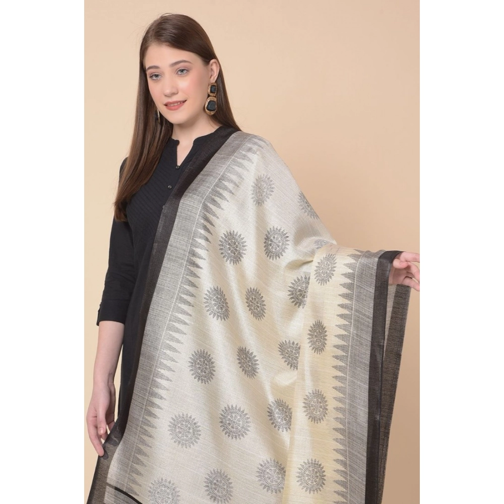 Women's Art Silk Printed Dupatta (Black, Length: 2.25 to 2.50 Mtr) - Image 5