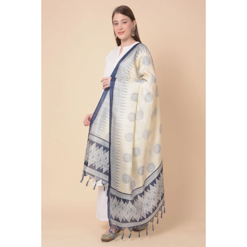 Women's Art Silk Printed Dupatta (Blue, Length: 2.25 to 2.50 Mtr) - Image 4