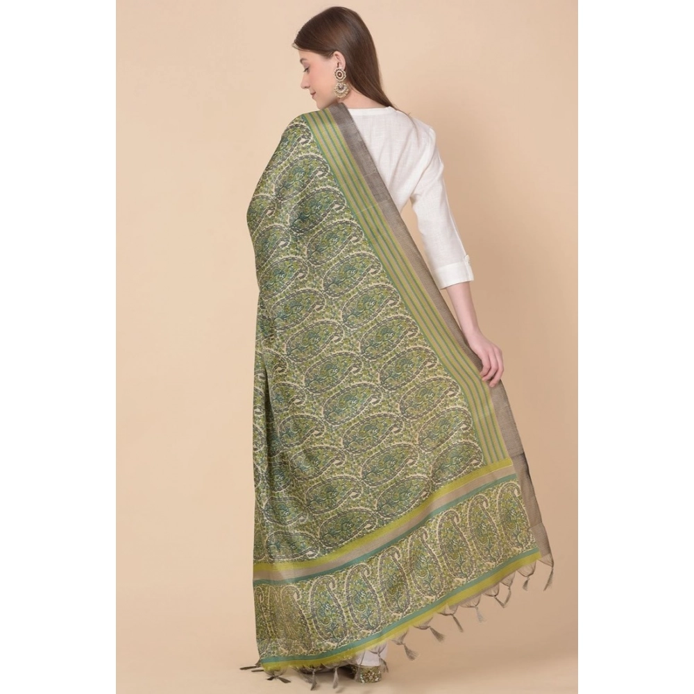 Women's Art Silk Printed Dupatta (Green, Length: 2.25 to 2.50 Mtr) - Image 5