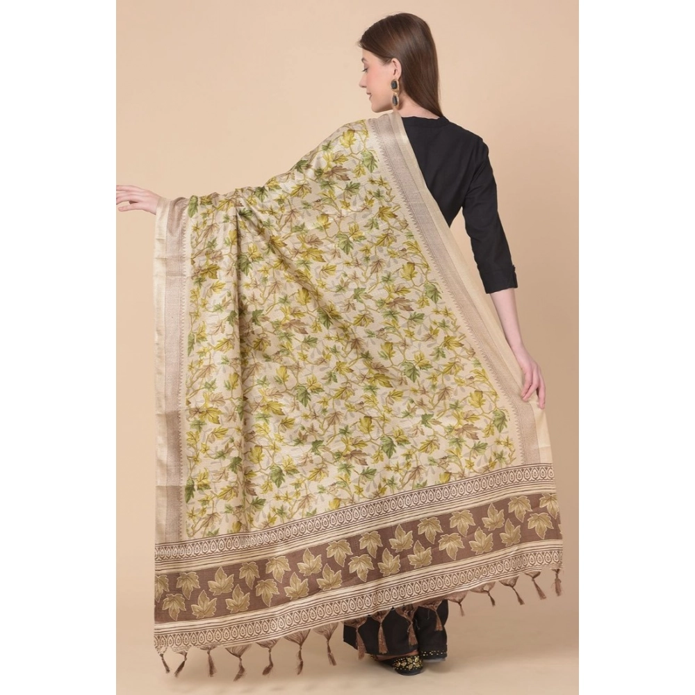 Women's Art Silk Printed Dupatta (Gold, Length: 2.25 to 2.50 Mtr) - Image 5