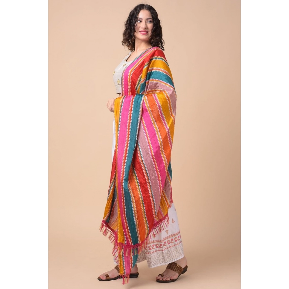 Women's Chanderi Printed Dupatta (Multicolor, Length: 2.25 to 2.50 Mtr) - Image 3