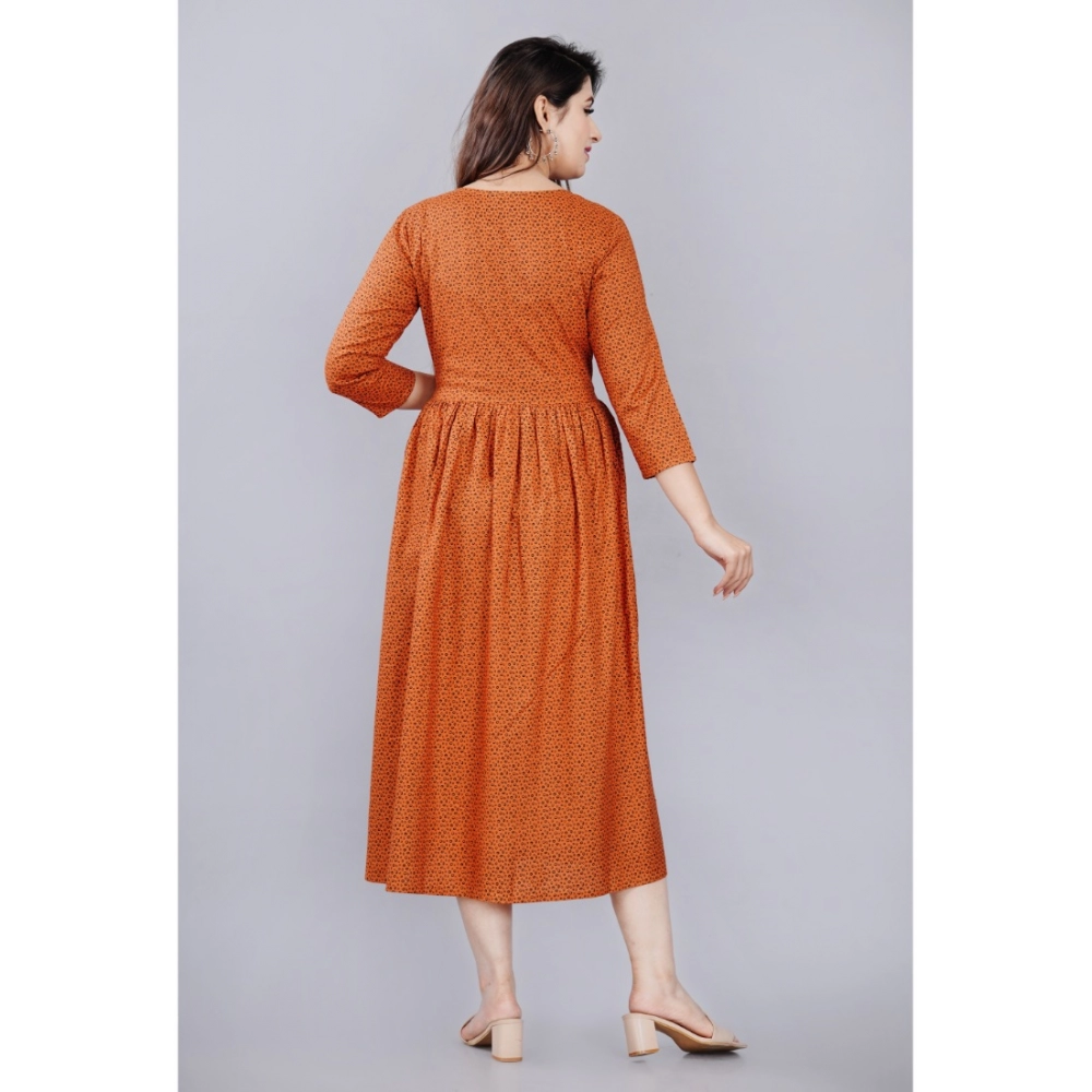 Women's Casual 3/4 Sleeve Printed Viscose Maternity Feeding Kurti (Brown) - Image 6