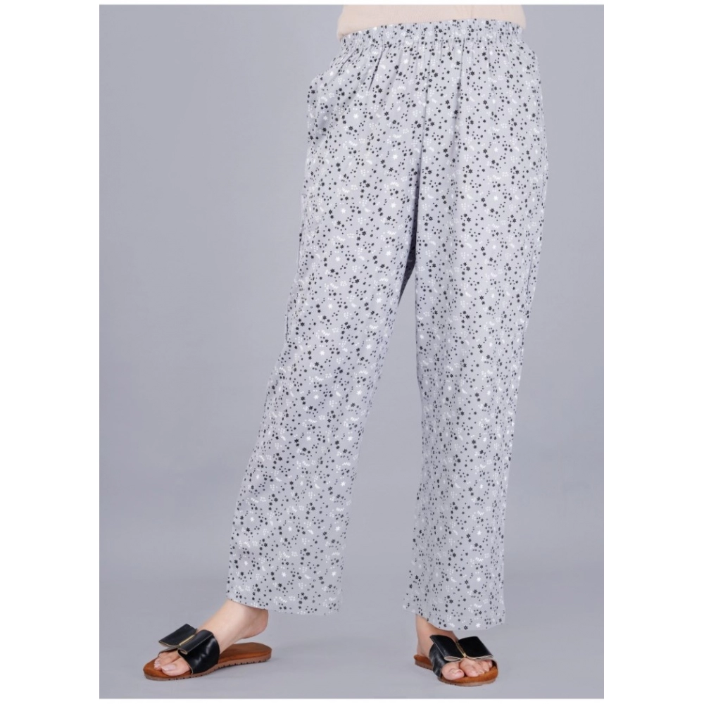 Generic Women's Casual Half Sleeve Printed Viscose Rayon Shirt With Pyjama Pant Night Suit Set (Grey) - Image 3