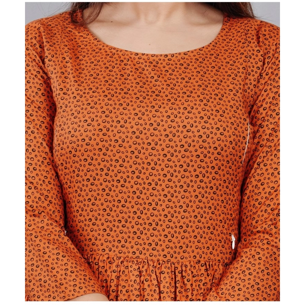 Women's Casual 3/4 Sleeve Printed Viscose Maternity Feeding Kurti (Brown) - Image 2