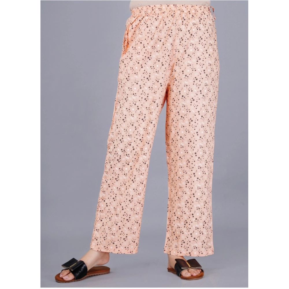 Generic Women's Casual Half Sleeve Printed Viscose Rayon Shirt With Pyjama Pant Night Suit Set (Peach) - Image 4