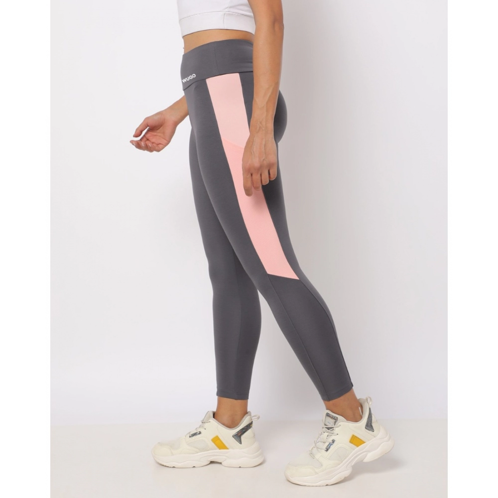 Women's Polyster Solid Sport Leggings (Grey) - Image 2