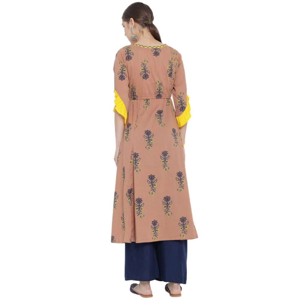 Women's Casual 3/4 th Sleeve Floral Printed Cotton Kurti (MultiColor) - Image 2