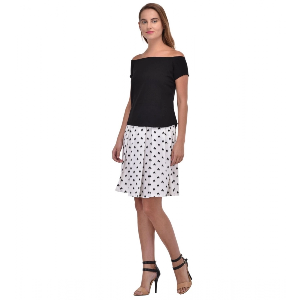 Women's Cotton Blend Solid Short Sleeves Dress (Black) - Image 5