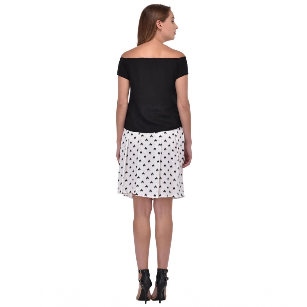 Women's Cotton Blend Solid Short Sleeves Dress (Black) - Image 2
