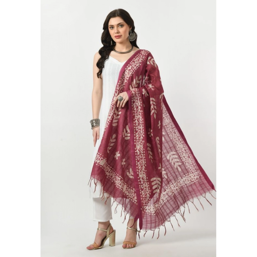 Women's Cotton Printed Dupatta (Levender, Length: Free Size) - Image 2