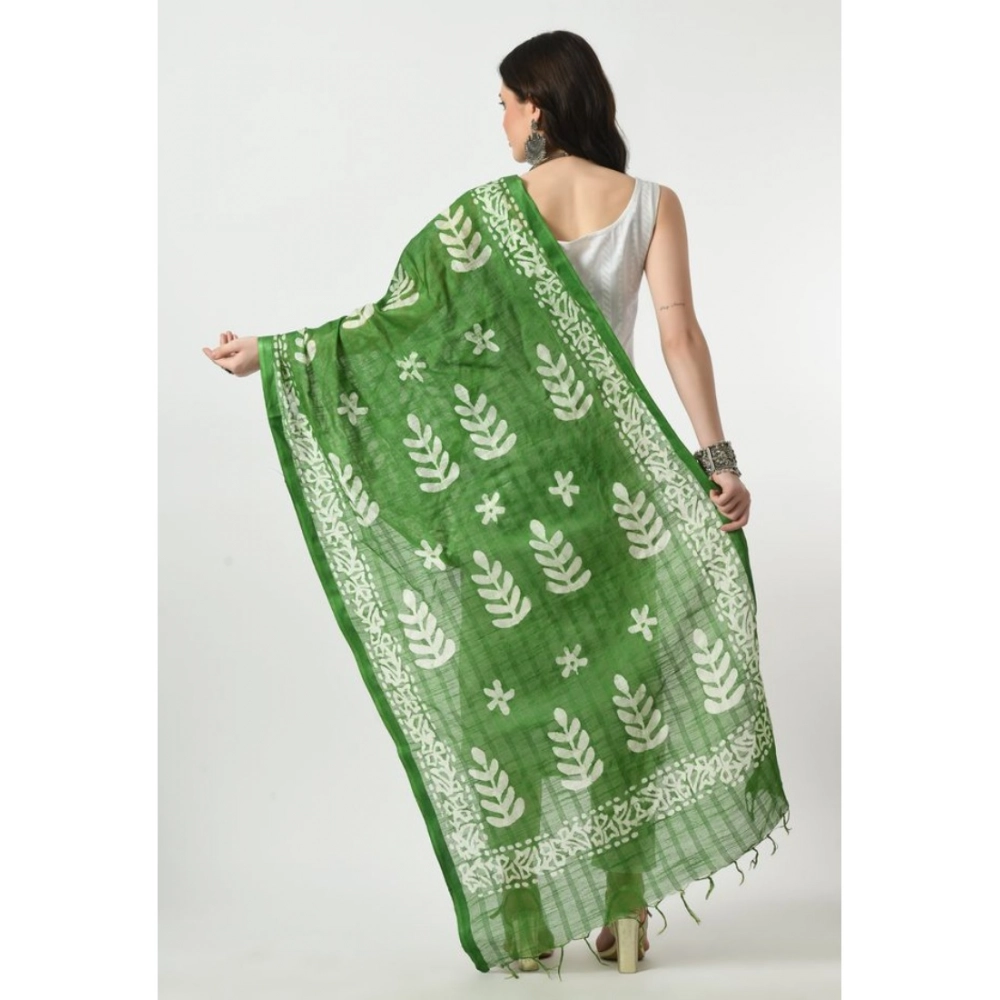 Women's Cotton Printed Dupatta (Green, Length: Free Size) - Image 4