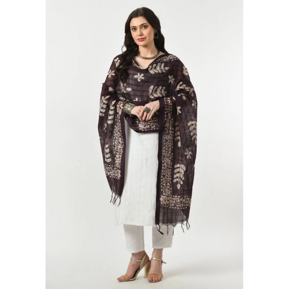 Women's Cotton Printed Dupatta (Wine, Length: Free Size) - Image 2