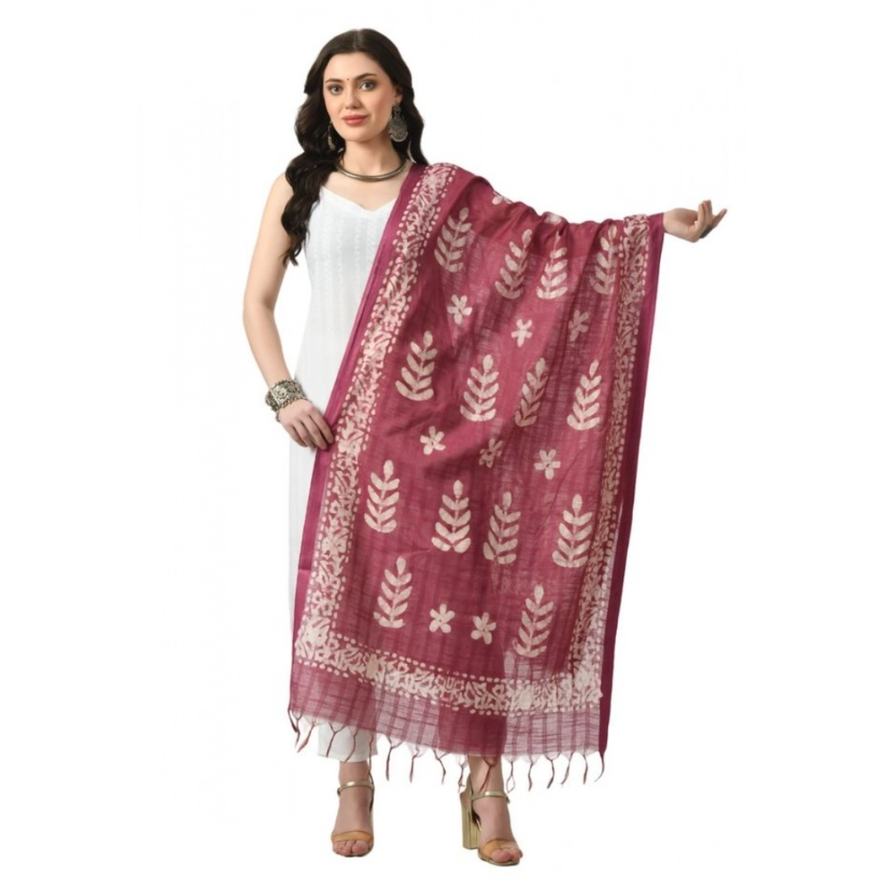 Women's Cotton Printed Dupatta (Levender, Length: Free Size)