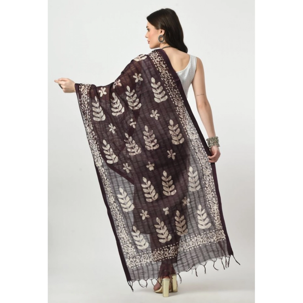 Women's Cotton Printed Dupatta (Wine, Length: Free Size) - Image 4