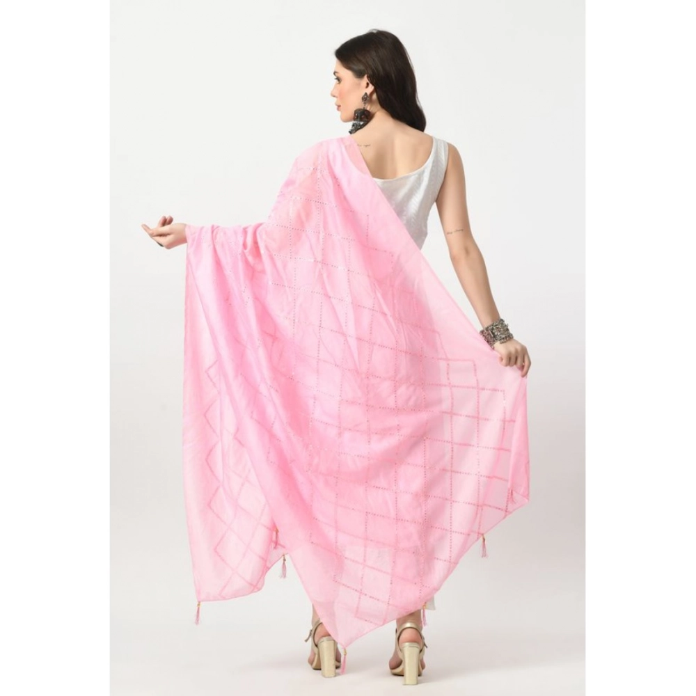Women's Chanderi Self Design Dupatta (Pink, Length: Free Size) - Image 4