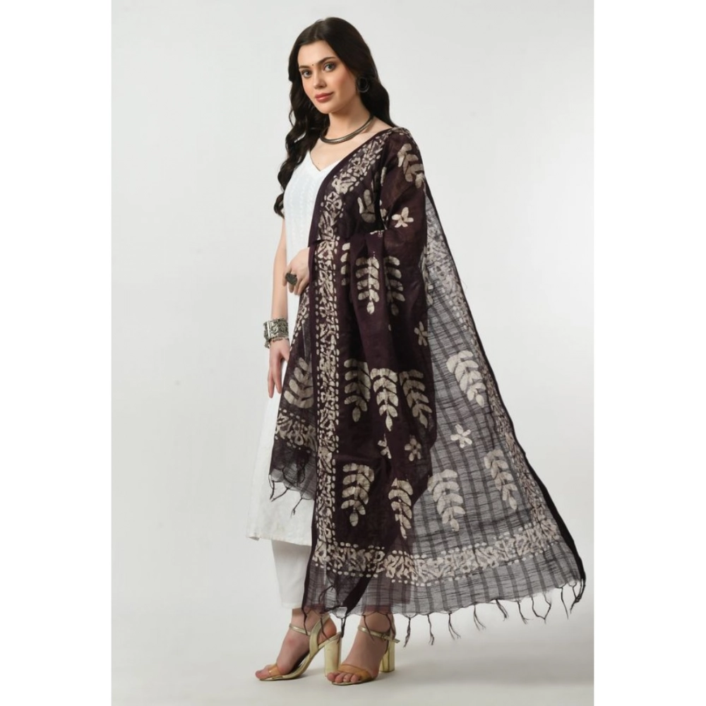Women's Cotton Printed Dupatta (Wine, Length: Free Size) - Image 3