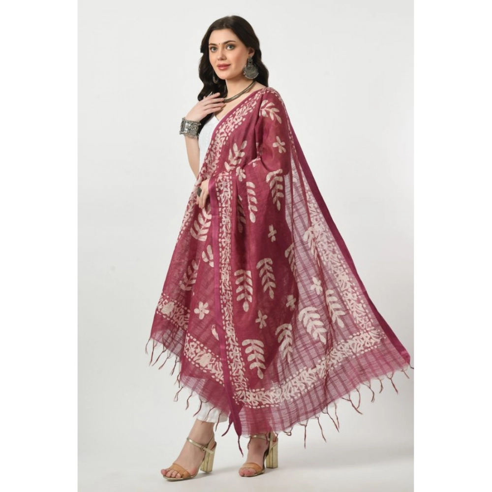 Women's Cotton Printed Dupatta (Levender, Length: Free Size) - Image 3