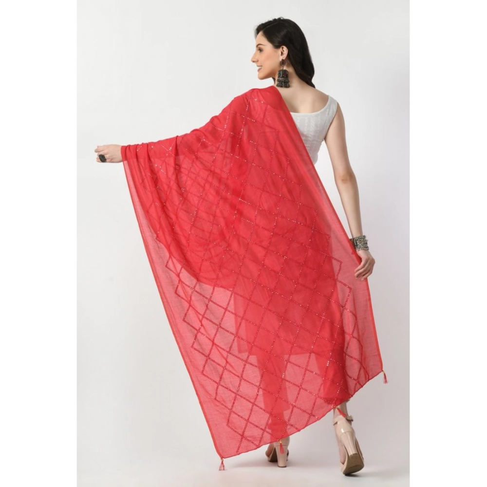 Women's Chanderi Self Design Dupatta (Rani, Length: Free Size) - Image 4