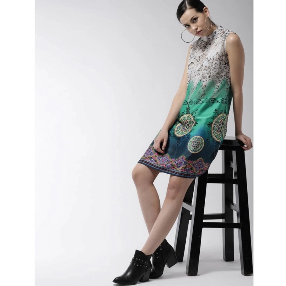 Women's Polyester Printed Sleeveless Above Knee Dress (Multicolor) - Image 5