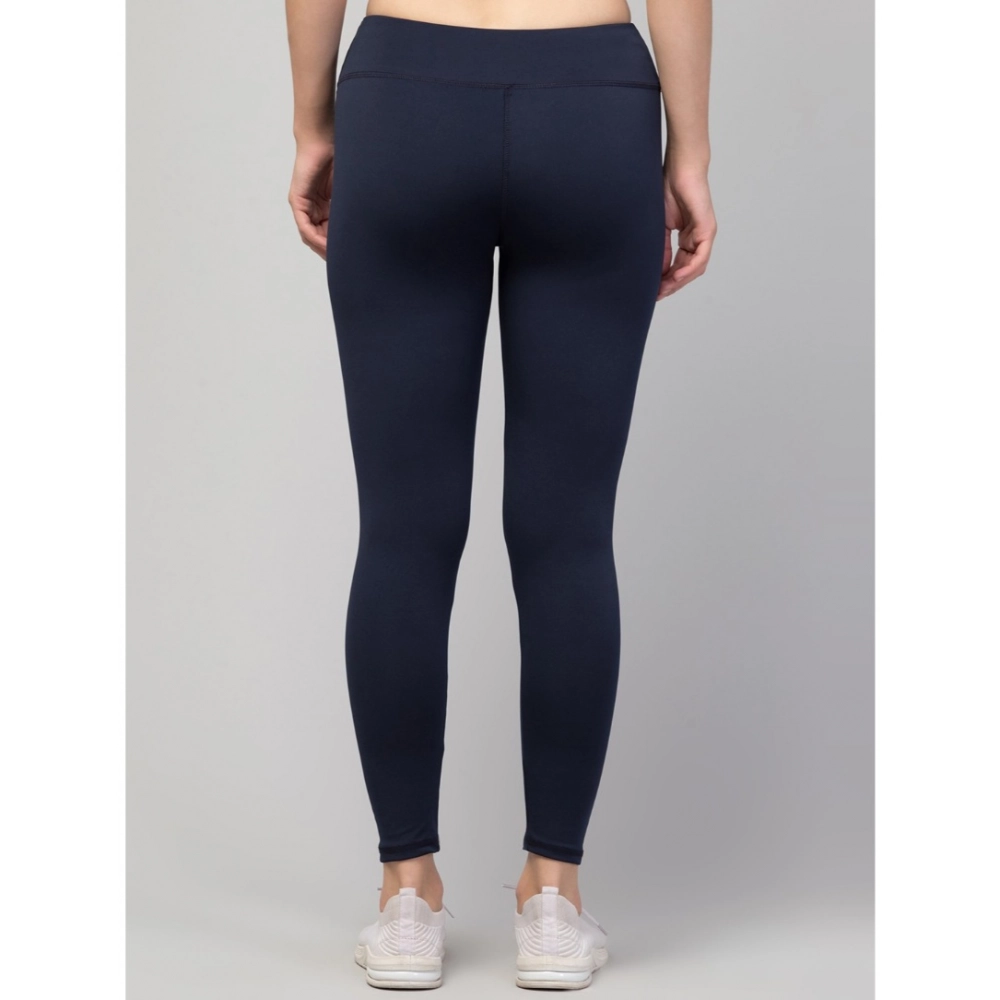 Women's Polyester Solid Ankle Length High-Rise Tights (Navy) - Image 5