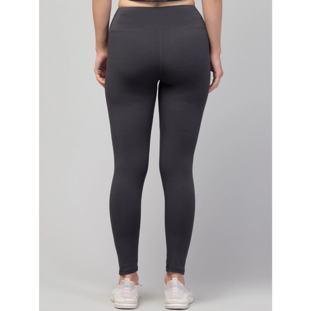 Women's Polyester Solid Ankle Length High-Rise Tights (Grey) - Image 6