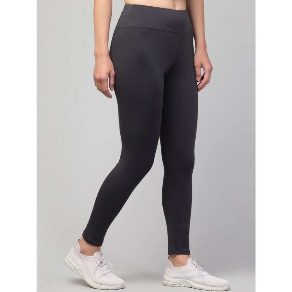 Women's Polyester Solid Ankle Length High-Rise Tights (Grey) - Image 5