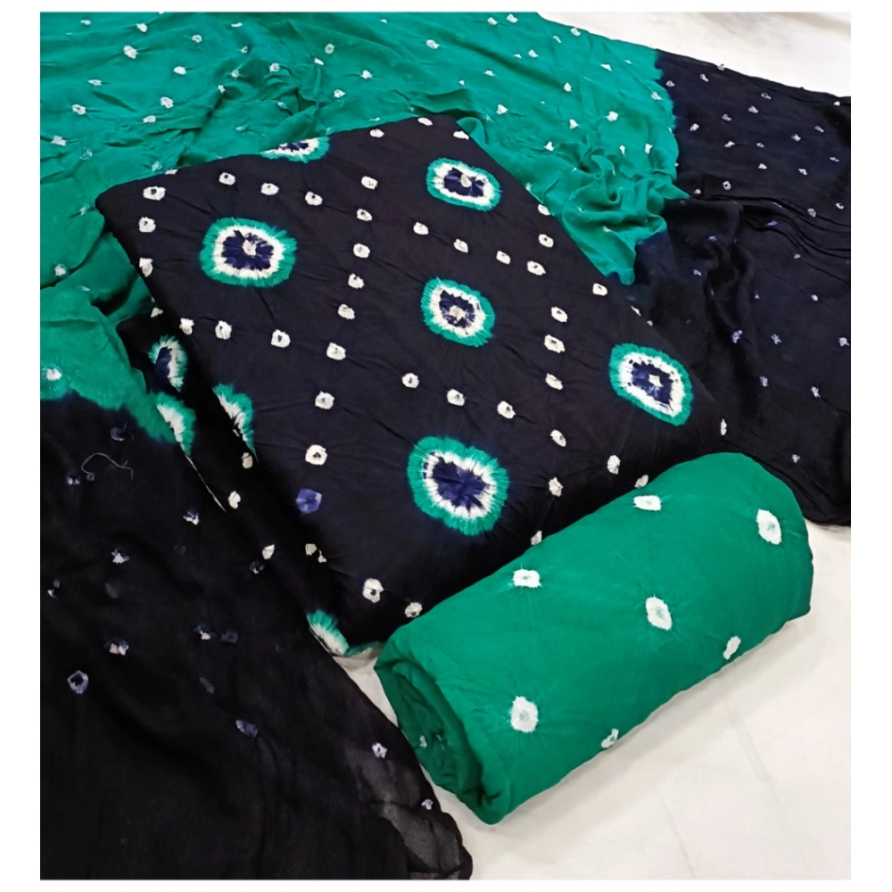 Women's Rayon Printed Unstitched Salwar Suit Material With Dupatta 2.3Mtrs (Black)