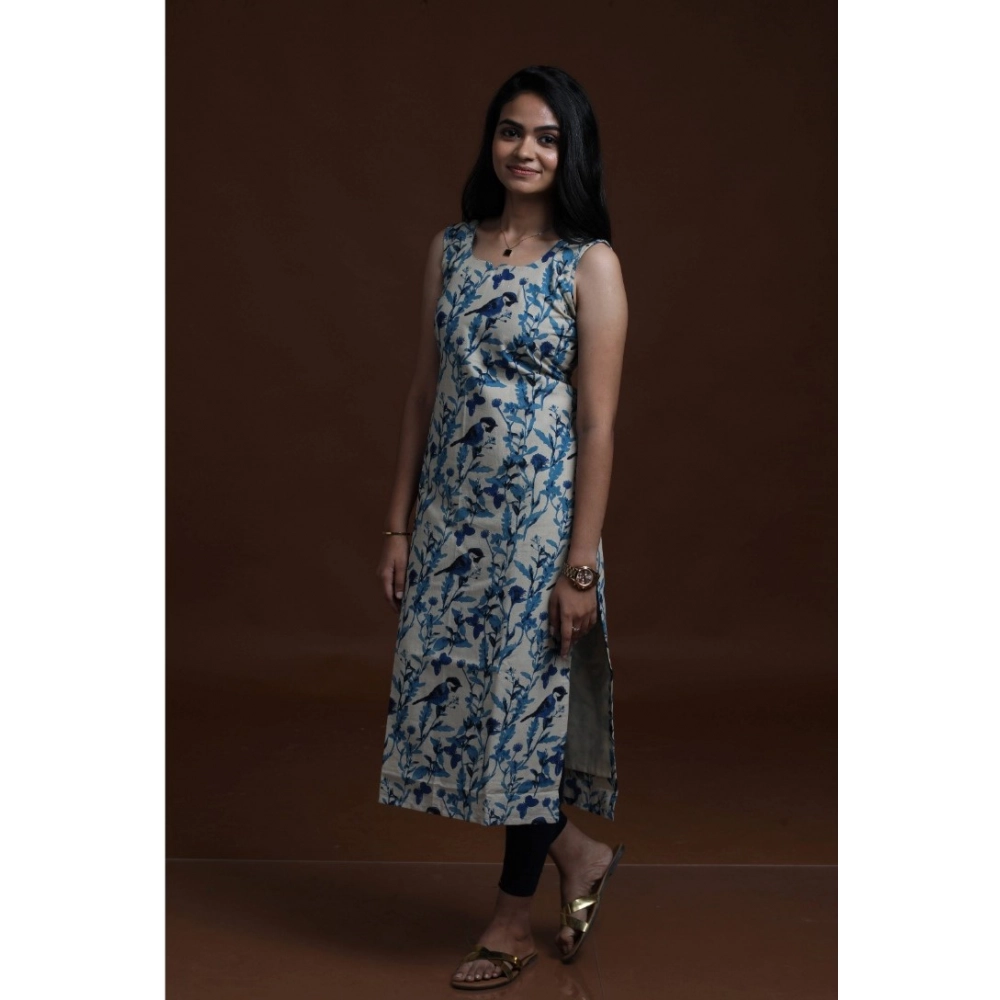 Women's Cotton Printed Kurti (Blue) - Image 3