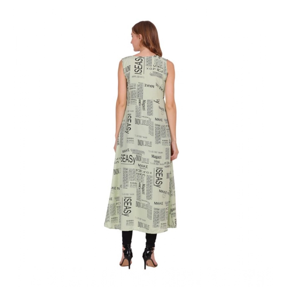 Women's Casual Crepe Sleeveless Slit Dress (Light Green) - Image 3