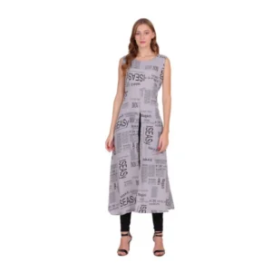 Women's Casual Crepe Sleeveless Slit Dress (Light Grey)