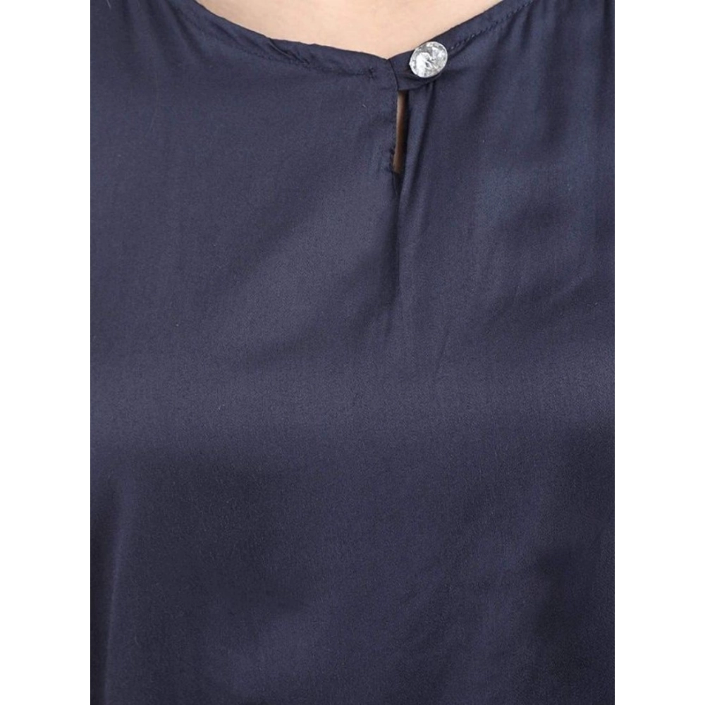 Women's Casual Crepe Sleeveless Jump Suit (Navy Blue) - Image 5