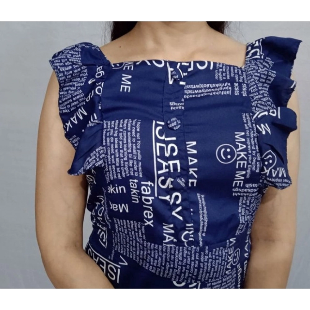 Women's Casual Crepe Sleeveless Dress (Blue) - Image 4