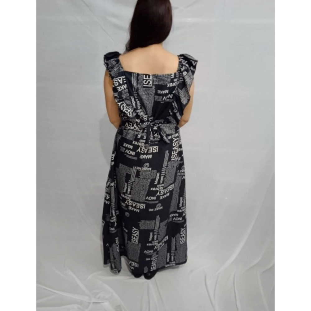 Women's Casual Crepe Sleeveless Dress (Black) - Image 3
