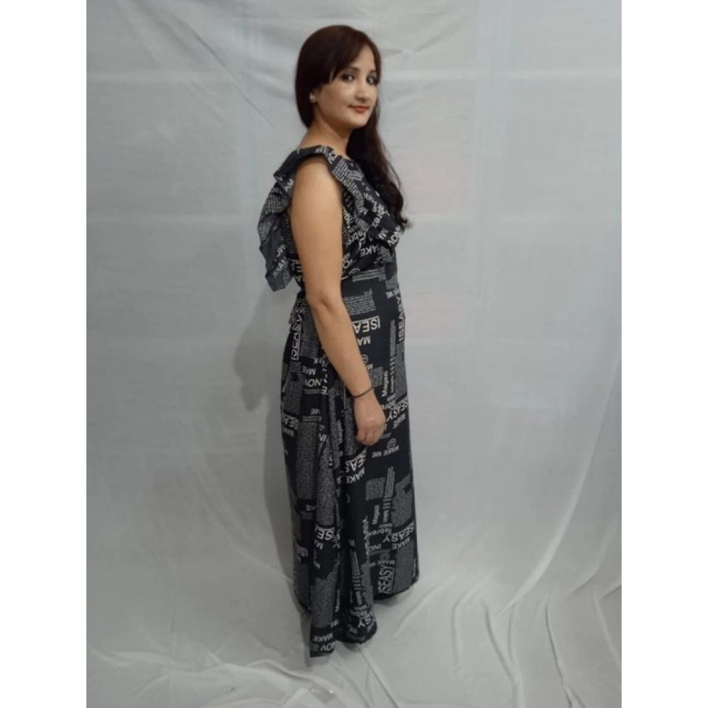Women's Casual Crepe Sleeveless Dress (Black) - Image 5