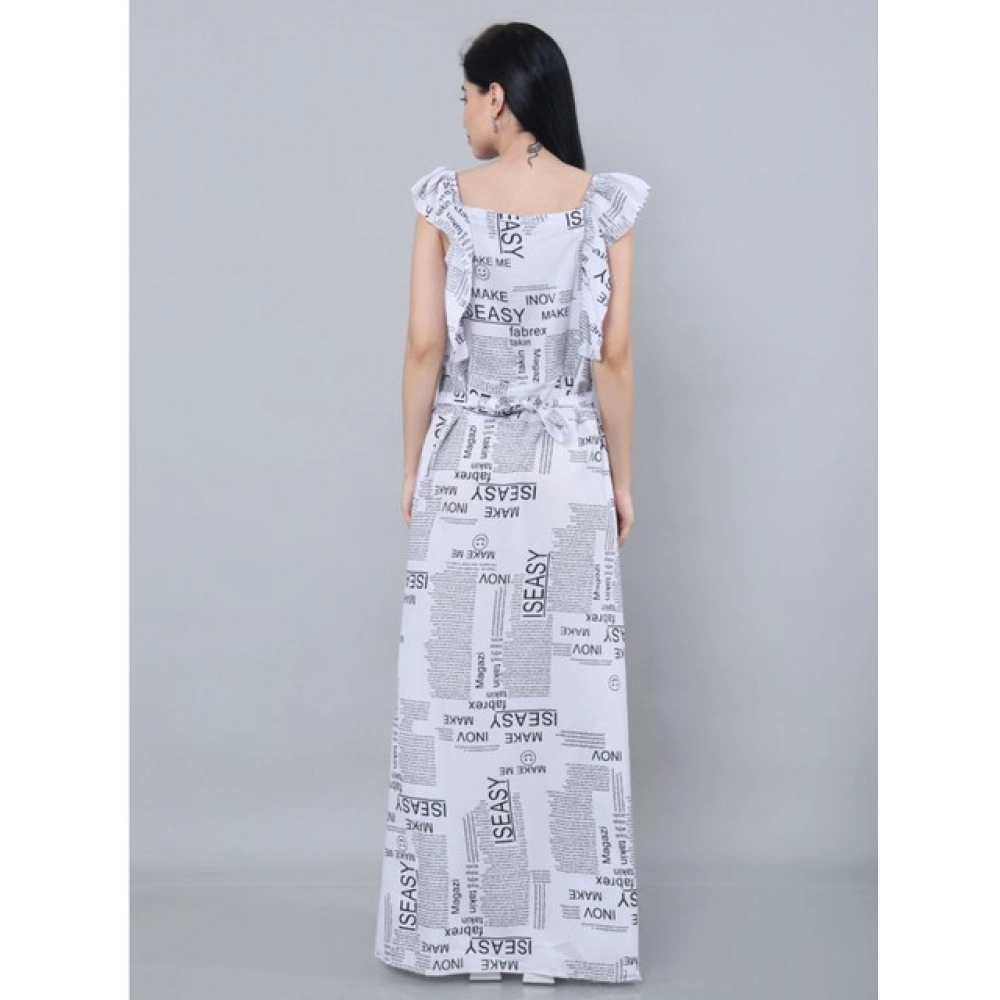 Women's Casual Crepe Sleeveless Dress (White) - Image 5