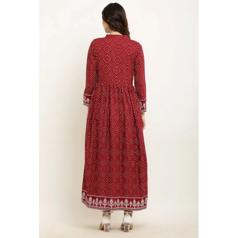 Women's Casual Rayon Full sleeve Kurti (Maroon) - Image 3