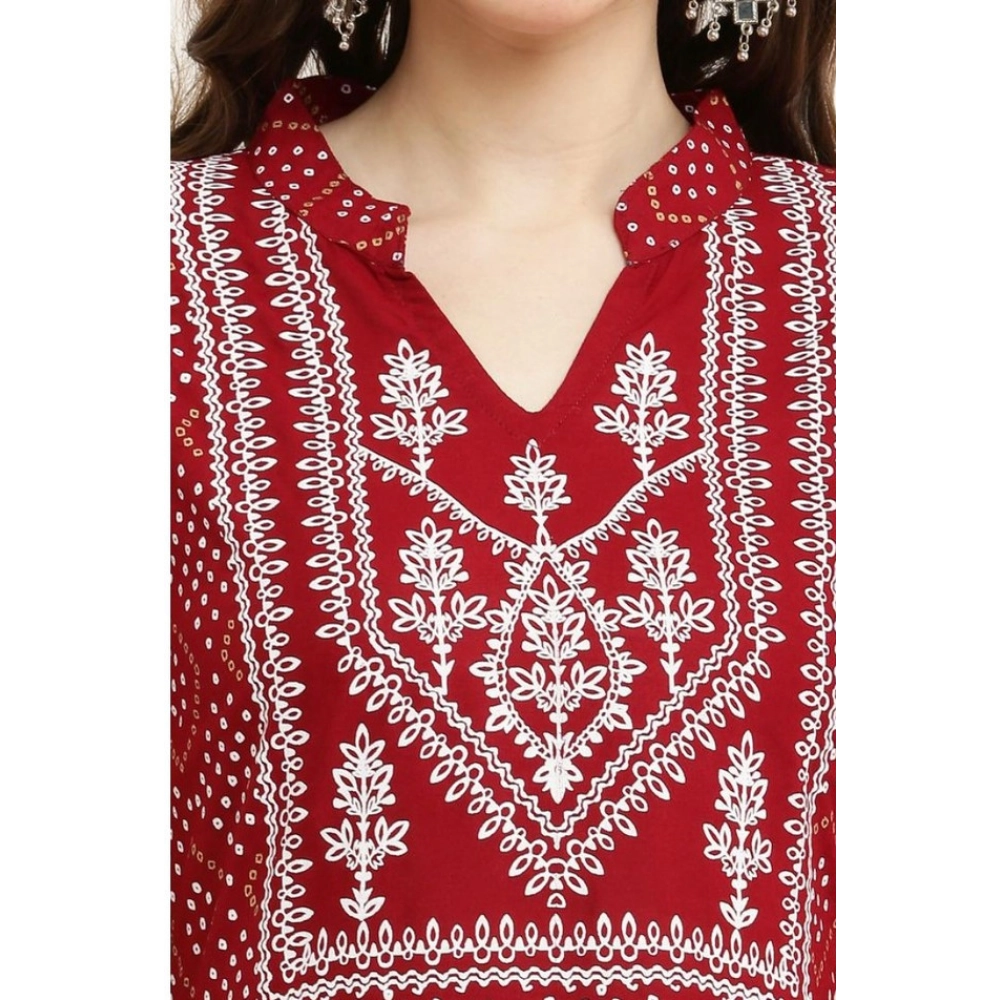 Women's Casual Rayon Full sleeve Kurti (Maroon) - Image 5