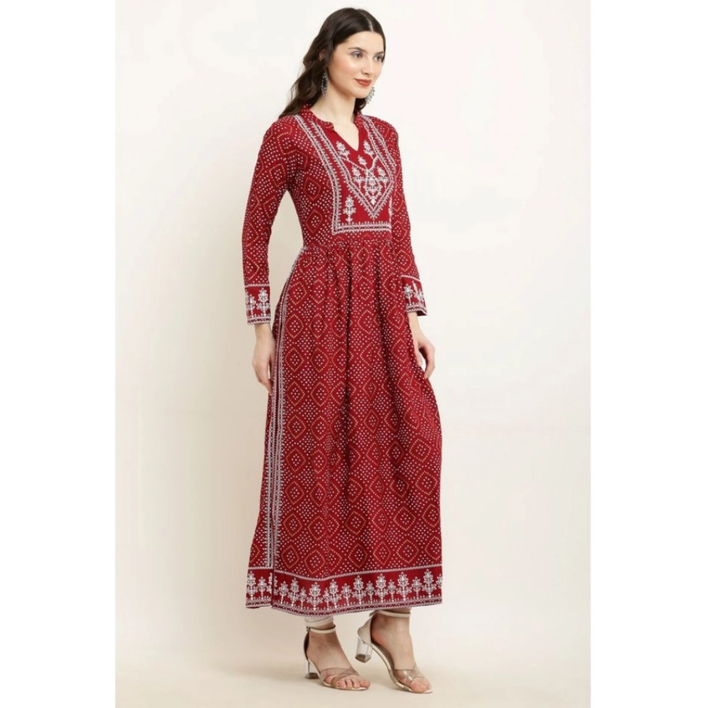 Women's Casual Rayon Full sleeve Kurti (Maroon) - Image 4
