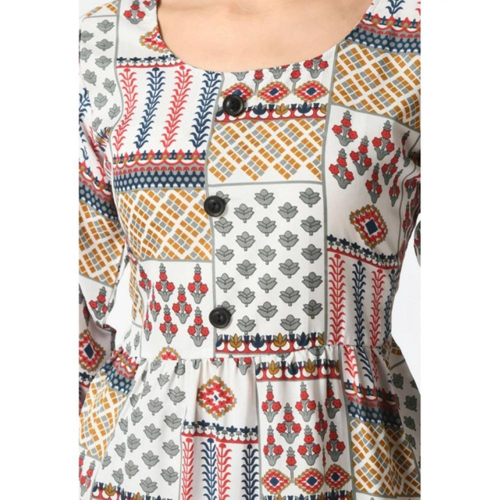 Women's Casual Crepe 3-4th Sleeves Cord Set (White) - Image 5