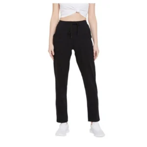 Women's Cotton Solid Elasticated Track Pants (Black)